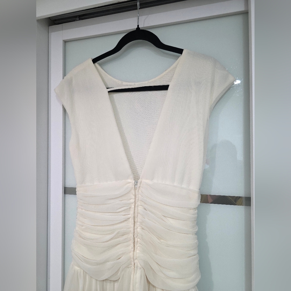 Algo Boutique 🌟 Vintage-Inspired Cream Chiffon Midi Embellished Dress - Picture 9 of 16